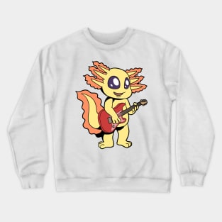 Comic axolotl plays electric guitar Crewneck Sweatshirt